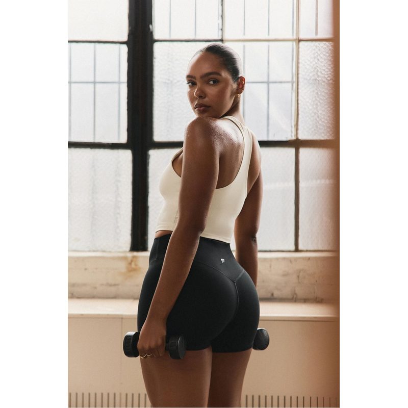Fabletics Pureluxe High Waisted Tlc Short 4" — BLACK