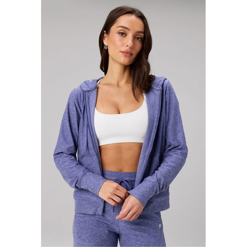 Fabletics CLOUD JERSEY FULL ZIP HOODIE — BLACK