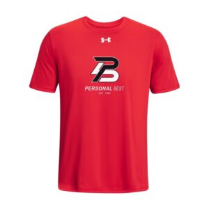 Under Armour Team Tech Short Sleeve Tee - Red (600) | Full Chest Personal Best Logo