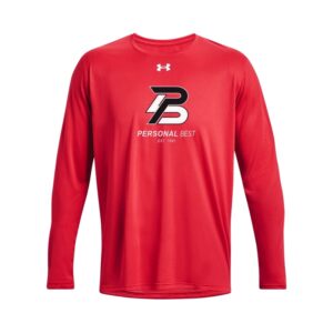 Under Armour Team Tech Long Sleeve Tee - Red (600) | Full Chest Personal Best Logo