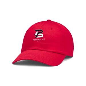 Under Armour Chino Relaxed Team Cap - Red (600) | Front Personal Best Logo