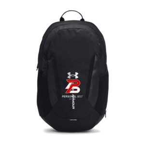 Under Armour Hustle 6.0 Team Backpack - Black (001) | Front Personal Best Logo