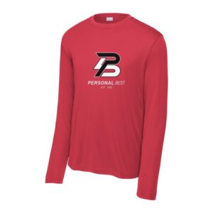 Sport-Tek PosiCharge Competitor Long Sleeve Tee (ST350LS) - True Red | Full Chest Personal Best Logo