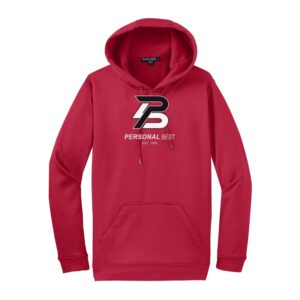Sport-Tek Sport-Wick Fleece Hooded Pullover (F244) - True Red | Full Chest Personal Best Logo