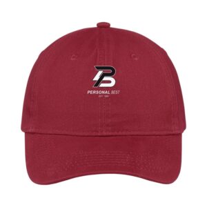 Port Authority Brushed Chino Twill Low Profile Cap (CP77) - Red | Front Personal Best Logo