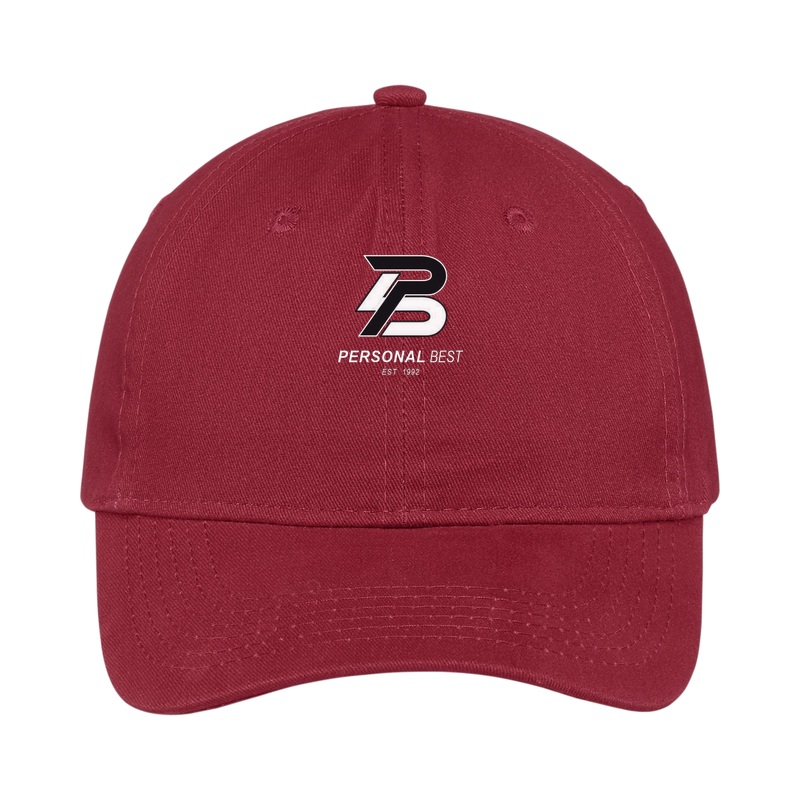 Port Authority Brushed Chino Twill Low Profile Cap (CP77) - Red | Front Personal Best Logo