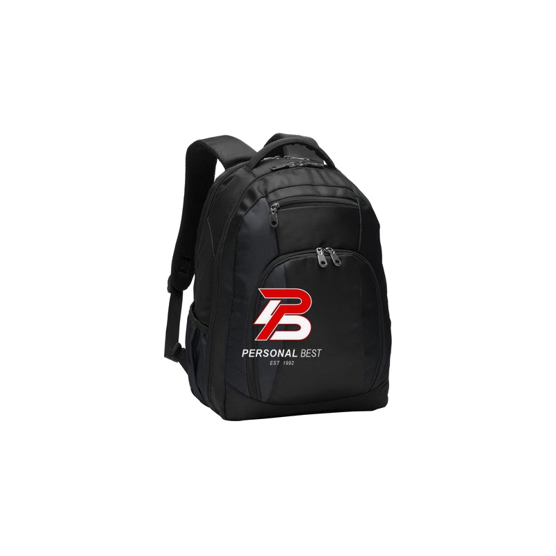 Port Authority Commuter Team Backpack (BG205) - Black | Front Personal Best Logo