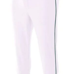 Men's A4 Pro Style Elastic Bottom Baseball Pant (White/ Green Stripe)